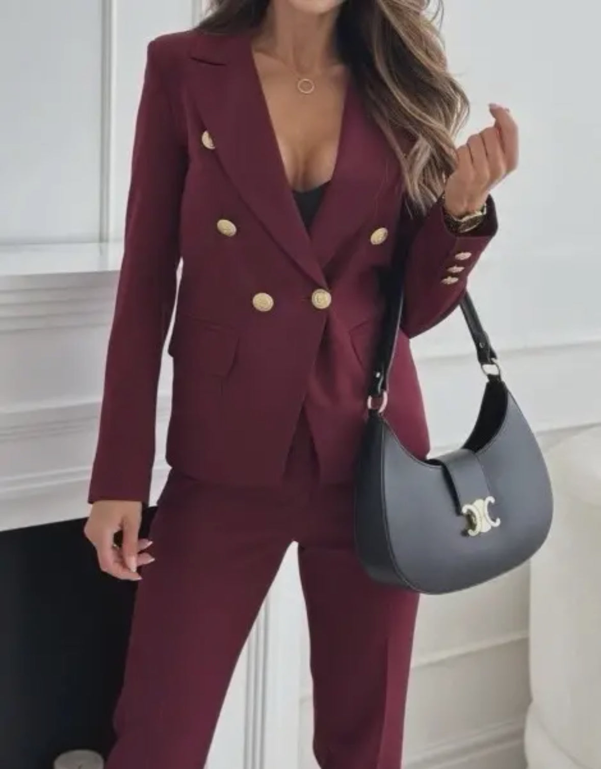 Janet Solid Blazer with Gold Buttons