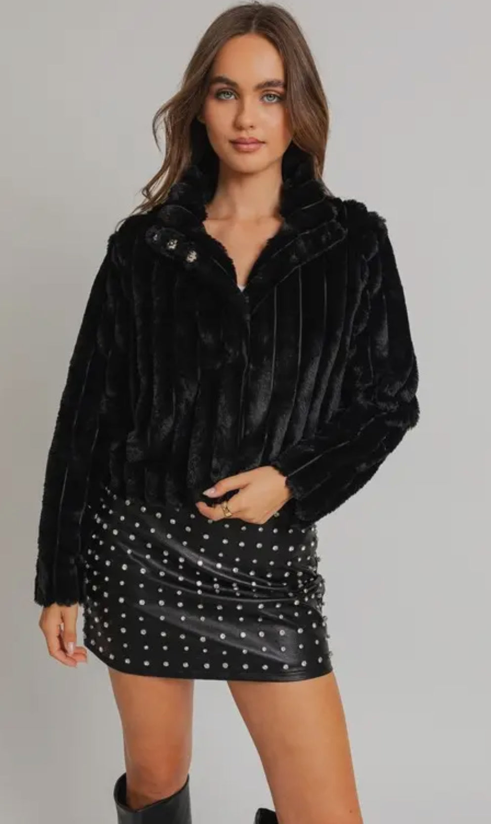 Catalina Faux Crop Fur Jacket