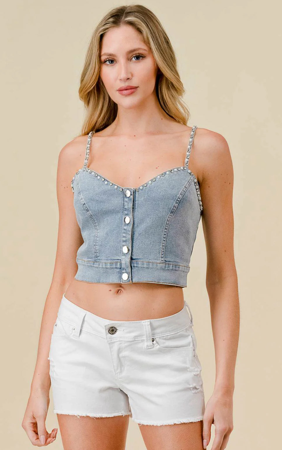 Amalie Denim and Pearl Top