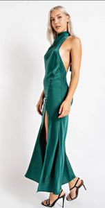 Jaime Satin Mock Neck Midi Dress