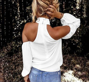 Lina Sexy Cross Halter Off the Shoulder Blouse