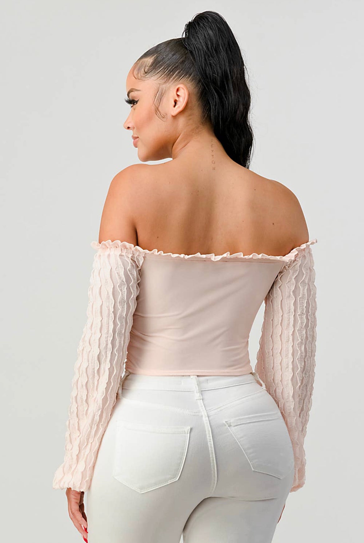 Melanie Mesh Ruffled Lace Blouse