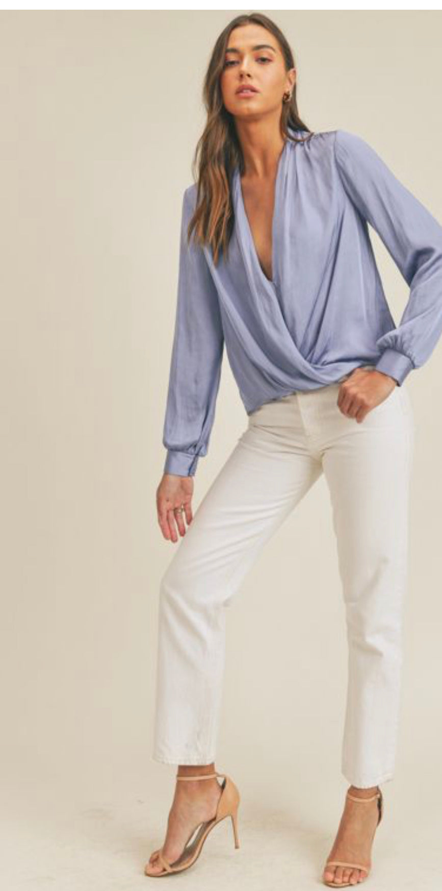 Sarah Surplice Satin Blouse