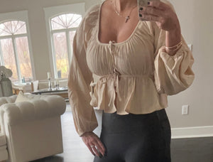 Ally Tie Front Linen Blouse