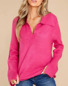 Elyse V Neck Collared Sweater