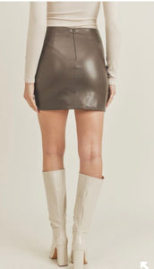 Annette Ruched Leather Mini Skirt