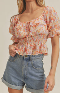 Viviana Ruffle Floral Top