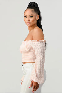 Melanie Mesh Ruffled Lace Blouse