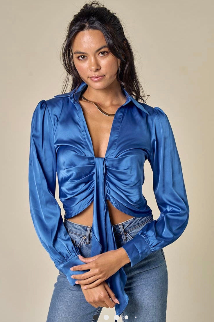 Ellis Satin Collared Blouse