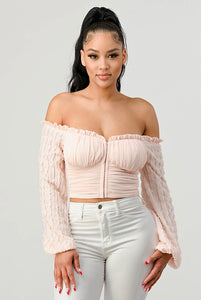 Melanie Mesh Ruffled Lace Blouse