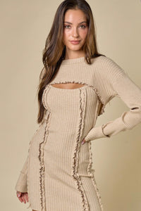 Lizzy merror detail sweater mini dress & arm warmer set