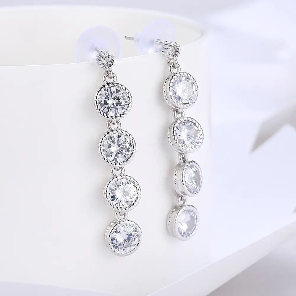 Olivia Swarovski Crystal Four Drop Circular Dangling Earrings