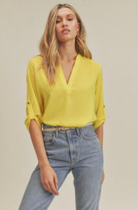 Marie Deep Open Neck Heavy Doby Top